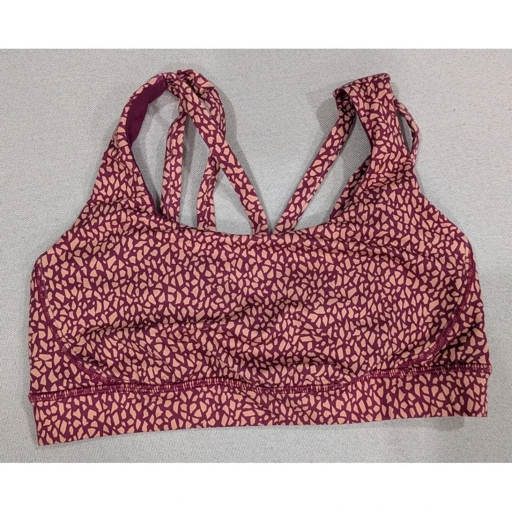 Lululemon Free To Be Wild Sports Bra Womens 6 Plum Pink Excellent Strappy Back